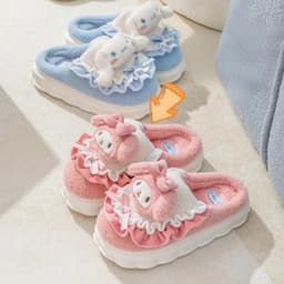 Roztomilé domácí pantofle kawaii teplé pro ženy i muže s protiskluzovou tlustou podrážkou - náhled 3