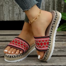 Dámské espadrilky na platformě Letní sandály Boho ručně vyrobené plážové volnočasové boty - náhled 3