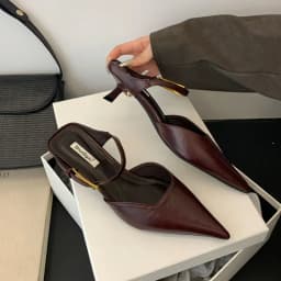 Dámské mules špičaté s nízkým podpatkem na párty elegantní boty - náhled 5