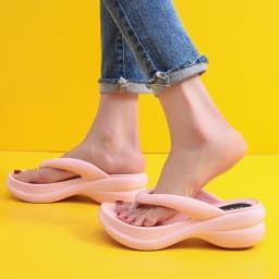 Dámské platformové žabky plážové letní sandály na klínovém podpatku - náhled 4
