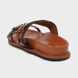Dámské plážové pantofle s tlustou podrážkou kovová spona měkká kůže na letní procházky - náhled 4
