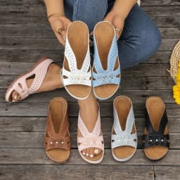 Letní dámské květinové plážové pantofle prodyšné slip on s platformou pohodlné sandály - náhled 7