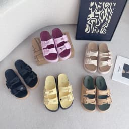 Letní dámské plážové slip-on sandály s tlustou podrážkou a dvojitými přezkami - náhled 2
