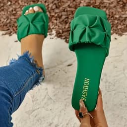 Letní pantofle pro ženy flip-flopy ploché sandály zelené slip-on 35-43 - náhled 6