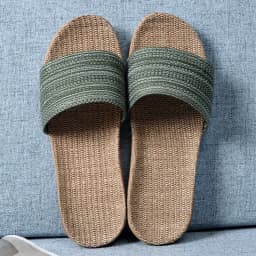 Unisex letní papuče z lnu a bavlny pro domácí použití s protiskluzovou tlustou podrážkou - náhled 6