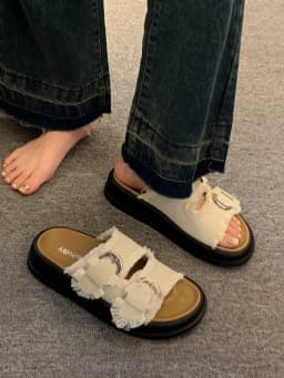 Dámské pantofle s platformou Slides letní pohodlné plážové boty PU - náhled 4