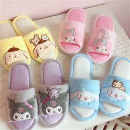 Dívčí pantofle peep toe Indoor slippers domácí obuv protiskluzové Lolita styl fialová růžová - náhled 2