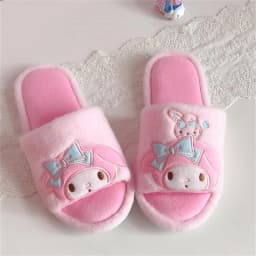 Dívčí pantofle peep toe Indoor slippers domácí obuv protiskluzové Lolita styl fialová růžová - náhled 6