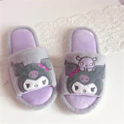 Dívčí pantofle peep toe Indoor slippers domácí obuv protiskluzové Lolita styl fialová růžová - náhled 5