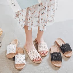 Unisex plážové pantofle lněné s květinovým vzorem Boho 2025 sandály - náhled 5