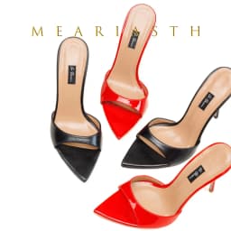 Červené patentové kožené dámské mules s vysokým podpatkem peep toe pohodlné slip on boty - náhled 6