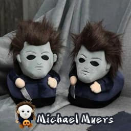 Unisex plyšové pantofle s motivem Highlandská kráva Halloween Michael Myers neklouzavé podrážky - náhled 2