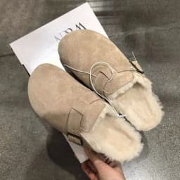 Dámské mules z umělého semiše uzavřená špička podzimní vintage měkká korková podrážka - náhled 3