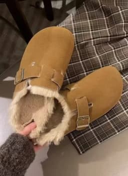 Dámské mules z umělého semiše uzavřená špička podzimní vintage měkká korková podrážka - náhled 7