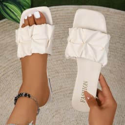 Dámské pantofle 2025 trendy žabky ploché sandály plisované nazouvací plus size - náhled 2