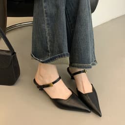 Letní dámské pantofle slingback mules s uzavřenou špičkou pro ženy elegantní tenký podpatek - náhled 3