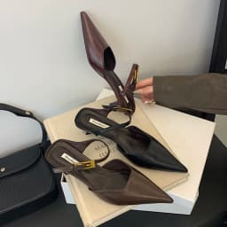 Letní dámské pantofle slingback mules s uzavřenou špičkou pro ženy elegantní tenký podpatek - náhled 7