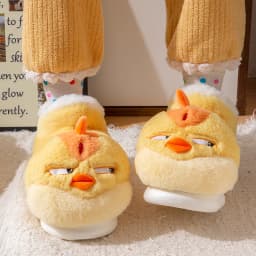 Roztomilé kreslené domácí pantofle unisex žluté kuře teplé plyšové - náhled 6