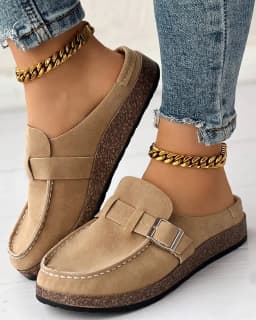 Dámské slip on pantofle na sponu retro mules letní ploché boty - náhled 6