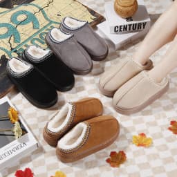 Dámské plyšové papuče - zimní domácí obuv, elegantní casual styl, široká velikost - náhled 3