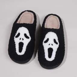 Halloween Nadýchané Dámské Pantofle Domácí Zimní Obuv s kresbou lebky Velká velikost - náhled 5