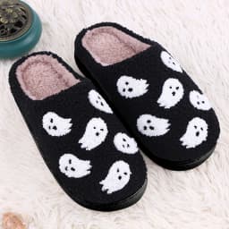 Halloween Nadýchané Dámské Pantofle Domácí Zimní Obuv s kresbou lebky Velká velikost - náhled 7