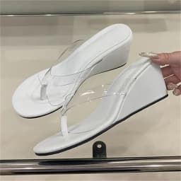 Letní průhledné PVC sandály na klínku Dámské na párty - náhled 5