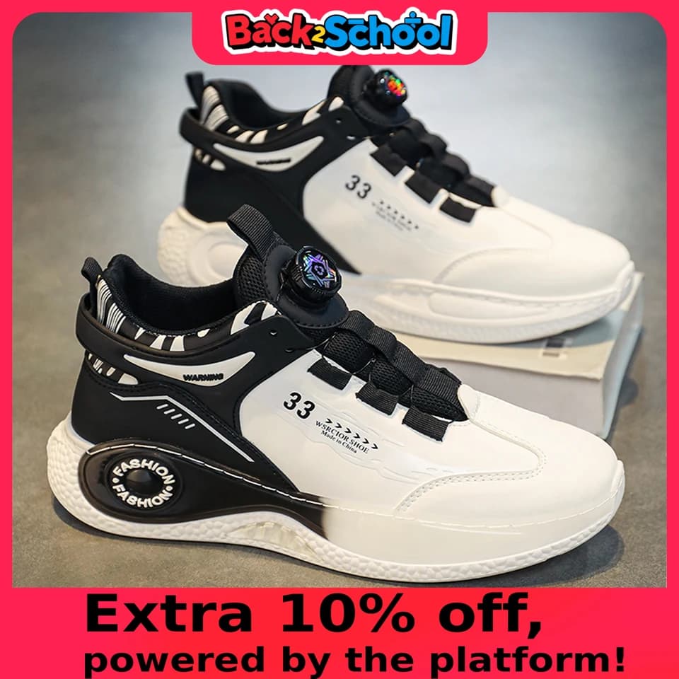 Pánské tenisky s otočnou přezkou pohodlné protiskluzové šněrovací pro outdoorové aktivity