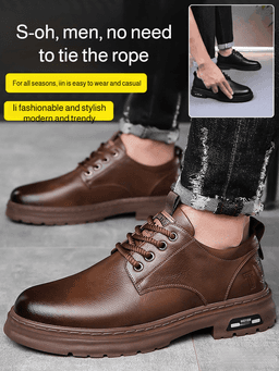 Pánské outdoorové kožené boty casual bez šněrování nízké s měkkou podrážkou - náhled 2
