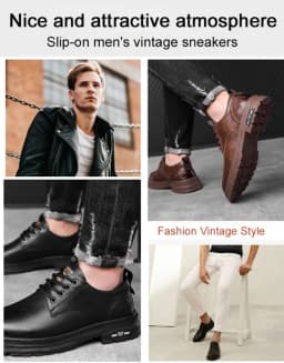 Pánské outdoorové kožené boty casual bez šněrování nízké s měkkou podrážkou - náhled 6