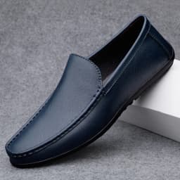 Pánské kožené mokasíny loafers slip on elegantní pohodlné boty - náhled 2
