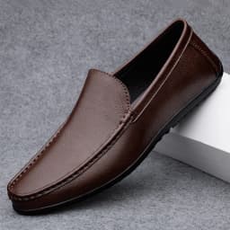 Pánské kožené mokasíny loafers slip on elegantní pohodlné boty - náhled 3