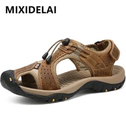 Pánské letní sandály z pravé kůže outdoor plážové pohodlné velké velikosti - náhled 2