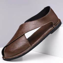 Pánské kožené slip-on sandály retro letní pohodlné plážové obutí pro muže - náhled 3