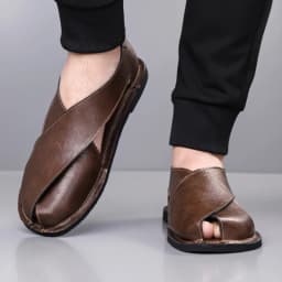 Pánské kožené slip-on sandály retro letní pohodlné plážové obutí pro muže - náhled 5