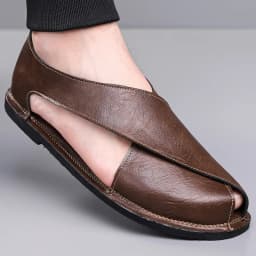 Pánské kožené slip-on sandály retro letní pohodlné plážové obutí pro muže - náhled 4