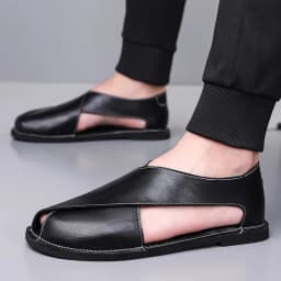 Pánské kožené slip-on sandály retro letní pohodlné plážové obutí pro muže - náhled 6