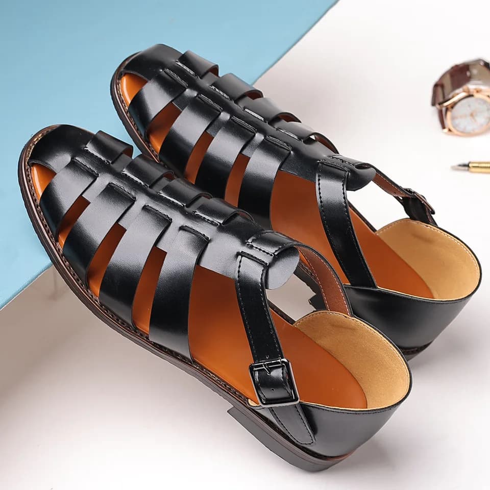 Pánské letní sandály outdoor neklouzavé plážové černé rybářské ploché casual gladiator