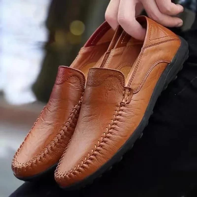 Pánské kožené slip on mokasíny pro jaro business casual prodyšné boty