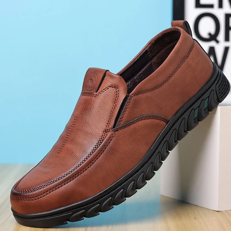 Pánské kožené casual boty loafers mokasíny slip-on prodyšné retro řidičské 39-48