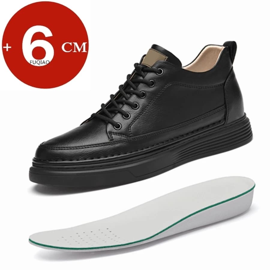Pánské boty s vyvýšenou podrážkou 6 cm z pravé kůže sportovní casual
