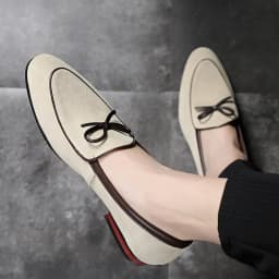 Pánské casual boty s mašličkou slip on mokasíny semišové - náhled 6