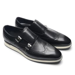Luxusní pánské kožené společenské boty s monk strap dvojité přezky Wingtip Oxford Brogue - náhled 5
