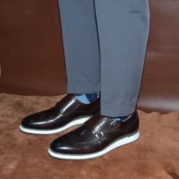 Luxusní pánské kožené společenské boty s monk strap dvojité přezky Wingtip Oxford Brogue - náhled 3
