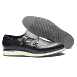 Luxusní pánské kožené společenské boty s monk strap dvojité přezky Wingtip Oxford Brogue - náhled 6