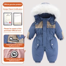 Zimní dětská lyžařská kombinéza s kapucí nepromokavá -30 °C pro miminka - náhled 3