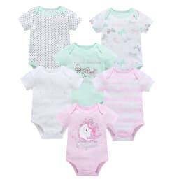 Dětské body 100% bavlna krátký rukáv unisex sada 3-6 kusů letní 0-3 měsíců pro miminka - náhled 5