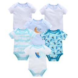 Dětské body 100% bavlna krátký rukáv unisex sada 3-6 kusů letní 0-3 měsíců pro miminka - náhled 6