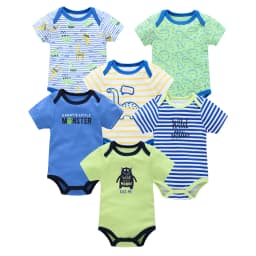 Dětské body 100% bavlna krátký rukáv unisex sada 3-6 kusů letní 0-3 měsíců pro miminka - náhled 7
