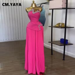 Dámská dvoudílná souprava crop top s kamínky a plisované široké kalhoty - náhled 5
